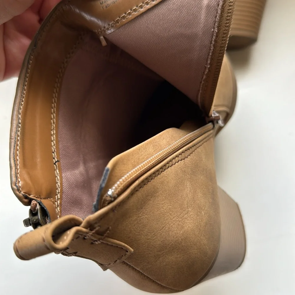 Express Brown Suede Ankle Booties with Western Flair
